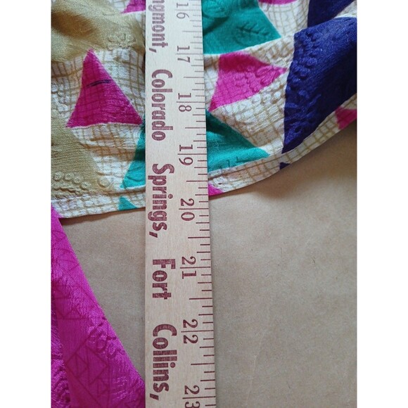 Silk Wrap Crop Top OS Pink Bell Sleeves Ethnic Hippie Festival Boho Aesthetic - Picture 5 of 8